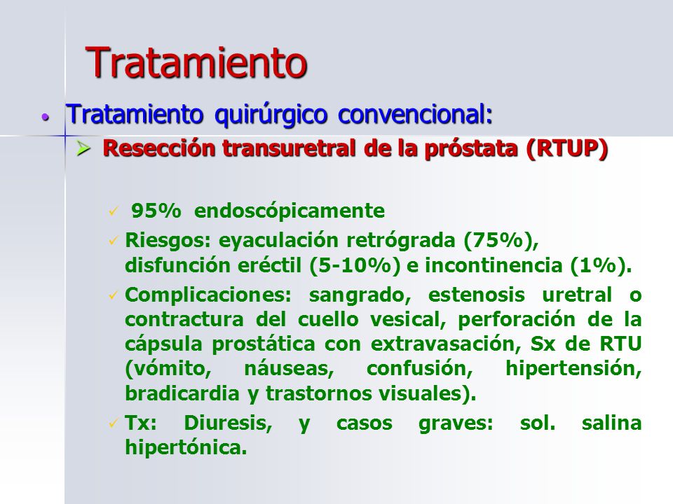 rtu próstata complicaciones